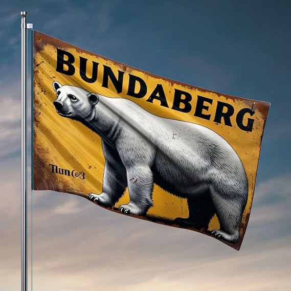 Funny Flags For College Dorm Girls Bundaberg Polar Bear Vintage Sign Flag Lake House Decor Teen Boy Room Decor(152X244CM)