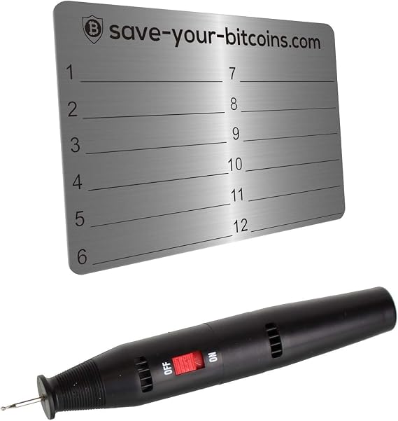 Hardware Wallet Seed Phrase - Recovery (Backup) Metal Plate for Password Security Made of Stainless Steel (V4A) Kit with 1 Stainless Steel Plate +