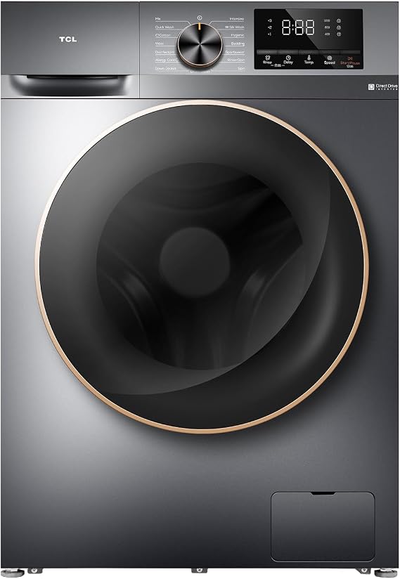 TCL 10kg Front Load Washer - 1200rpm High-Speed Spin, DD Motor, Multi-Program Steam Wash & Anti-Bacteria, Child Lock Included [Energy Class A]