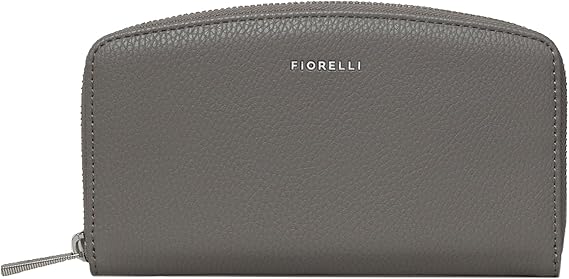 Fiorelli Women's Benny Purse, Multiple Compartments Wallet, 12 Card Slots, Full Zip Closure, Slate Faux Leather