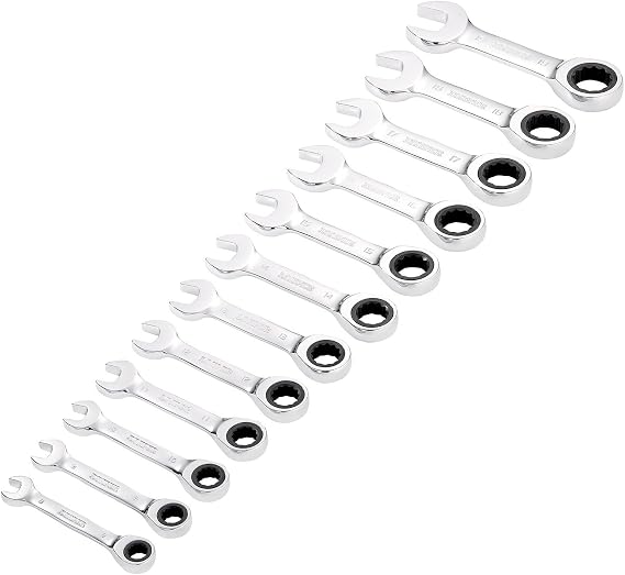 Draper 27931 HI-TORQ Metric Stubby Ratchet Combination Spanner Set (12 Piece)