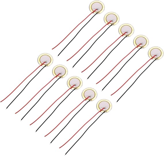 sourcing map 10Pcs Piezoelectric Discs 20mm Acoustic Pickup Transducer Microphones Trigger Buzzer Drum Guitar with Aluminum Shell