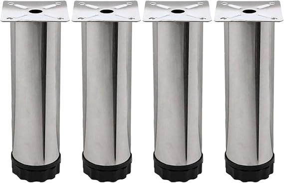 Badem10 Ayarlanabilir Mobilya KAyarlanabilir Mobilya Kanepe Baza Koltuk Metal Destek Yükseltici Ayağı 10 cm Krom Ayakları (4 ADET)