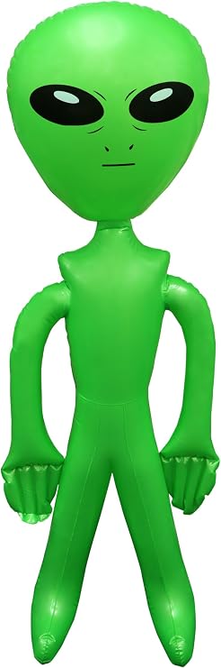 Henbrandt Single Inflatable Jumbo 170cm Blow Up Alien Outer Space Giant Green Spaceman Prop Halloween Aliens Theme Toys Pool Party Photo Booth Props Fancy Dress Accessory
