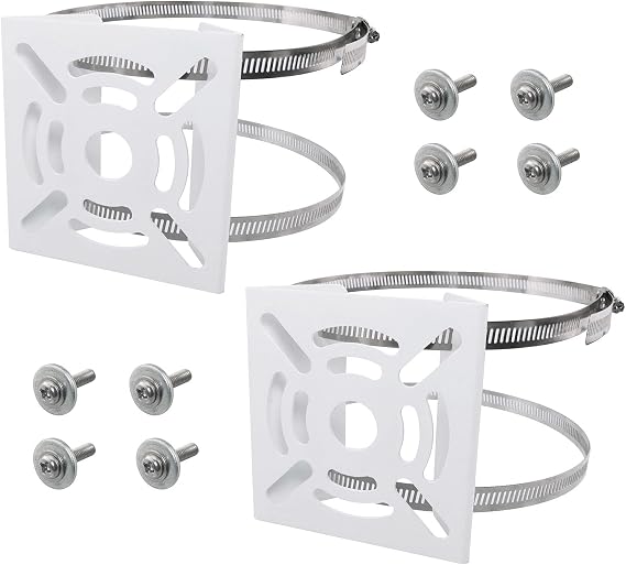 CCTV Güvenlik Kamerası PTZ Kubbe için 2 Döngü (20 cm Çap) ile 2 Set Evrensel Dikey Direk Montaj Adaptörü, Beyaz