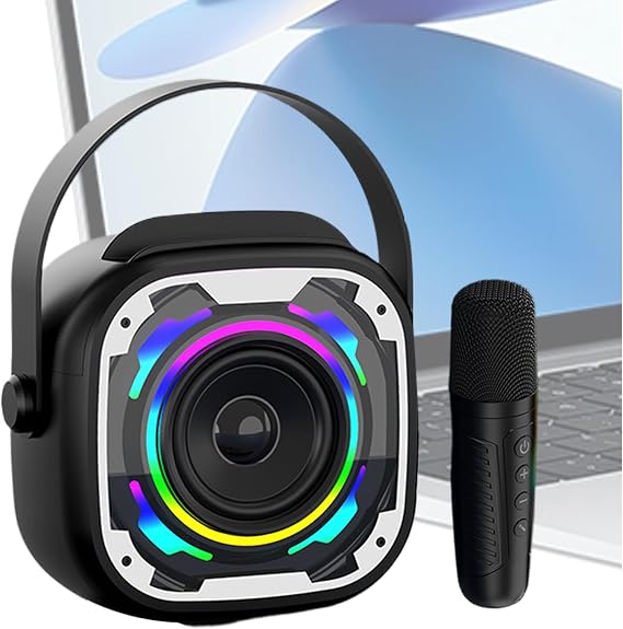 Karaoke Speaker PA System, Small Subwoofer, Handle, RGB Lights