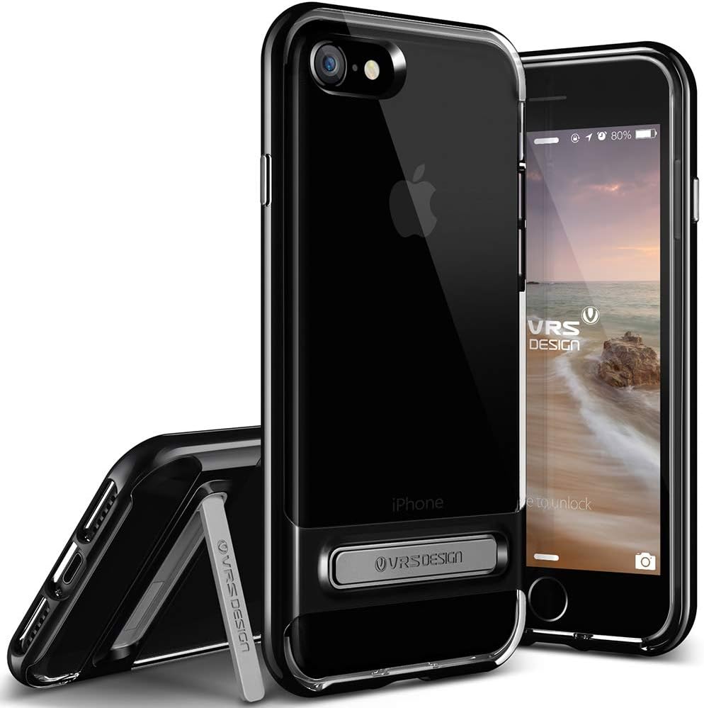 Vrs Design VRSCBEIP7 iPhone 8/ 7 Crystal Bumper Kılıf, Arka Kapak, Parlak Siyah