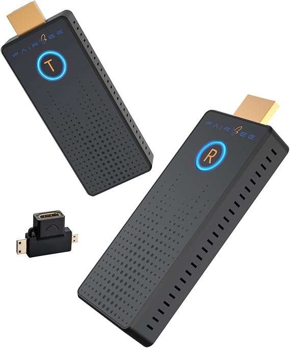 HDMI Wireless, FAIRBEE 4K Wireless HDMI Transmitter and Receiver, Plug & Play, 98FT Wireless Transmission for Video/Audio-Laptop Streaming, PC, Projector, TV (WH200(White)
