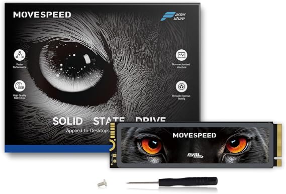 MOVE SPEED HB7450 2TB SSD for PS5 Heatsink TLC NAND, PCIe 4.0 NVMe M.2 Internal Solid State Drive - Up to 7450MB/s 3D Storage Expansion for PS5, Desktops, Laptops