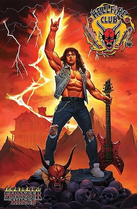 Grindstore Laminated Stranger Things 4 Hellfire Club Rock God Maxi Poster Large Wall Art Print, Wall Decor, Home Office Classroom Decoration, Gift Idea, Decorative Print 91.5x61cm