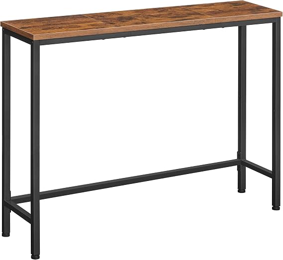 HOOBRO Narrow Console Table, 100 cm Long Slim Console Table for Hallway, Hallway Table for Small Spaces, Living Room, Rustic Brown EBF751XG01