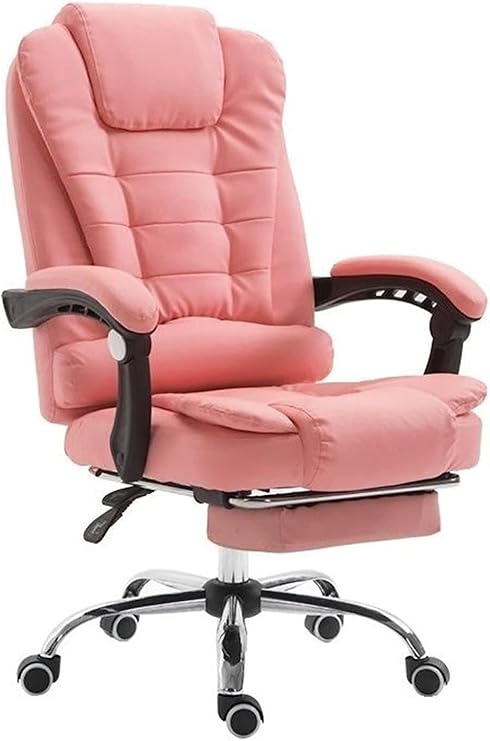Ergonomically Designed Executive Massage Chair with Heated PU Leather 7 Point Vibration Recliner High Back Swivel Armchair and Footrest Pink One Side Focus on Comfort and Relaxation