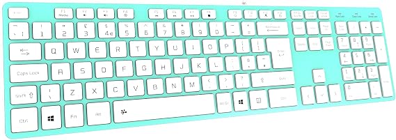 Slim USB Wired Keyboard, Soft Touch and Quiet Key for PC, Laptop and Computer, Full Size QWERTY UK Layout - Green