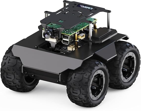 Waveshare RaspRover Open-Source 4WD AI Robot,Compatible with Raspberry Pi 4B, Dual Controllers, Computer Vision, PI4B-4GB Included
