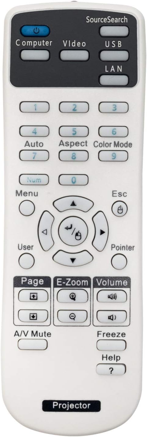 VINABTY Replaced Remote Control for EPSON projector 1599176 EX6220 EX7220 725HD 730HD EX3220 EX5220 EX5230 fit for Epson EB-1930 EB-1935 EB-1940W EB-1945W EB-1950 Remote Controller