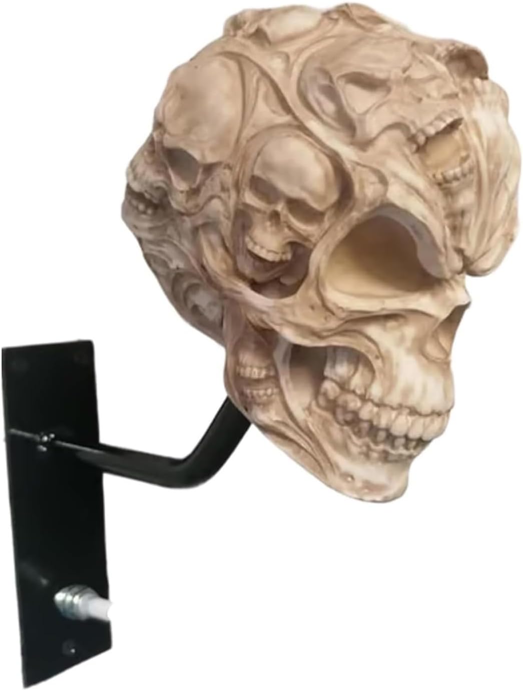 Motorcycle Helmet Skull Holder, Wall Mount Helmet Rack, Resin Crafts, Multipurpose Storage for Helmets, Coats, Caps, and Sports Gear