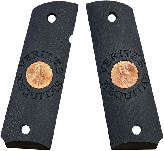 Lok Grips 1911 G10 Veritas Aequitas Penny Solid Bk