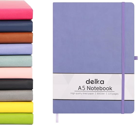 delka A5 Notebook – Lined Notepad Journal, Soft Cover Writing Pad for Office, School, College, Home & Business – Ideal for Note Taking, Daily Planning, Journaling & Study (PURPLE, Pack of 1)