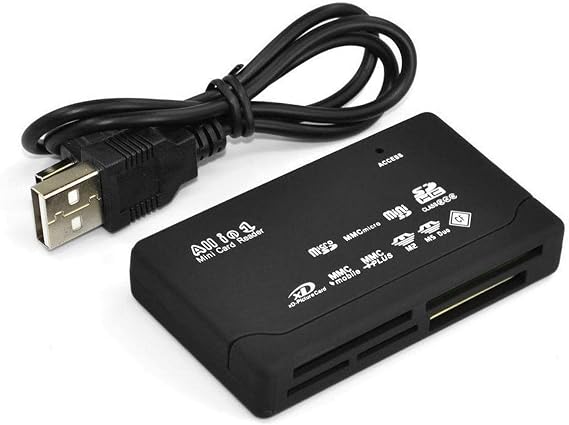 Multibao All in One Multi Card Memory Reader Adapter for Micro SD SDHC M2 MMC XD CF MS with External USB- Black