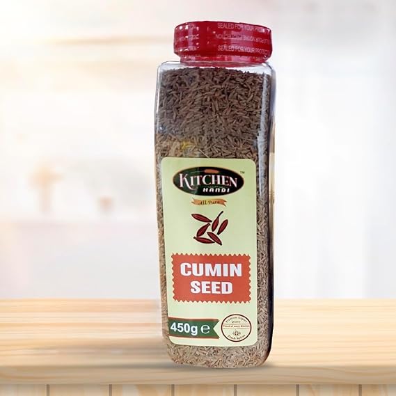 Kitchen Handi All Pure Cumin Seeds, Premium Whole Spice, 450g Jar