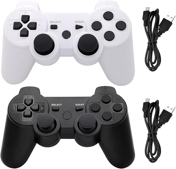 Ceozon PS3 コントローラー ワイヤレス 2パック Playstation 3 コントローラー Bluetooth ゲームパッド Sony PS3 コントローラー対応 ワイヤレスリモートジョイスティック 充電ケーブル付き ホワイトとブラック