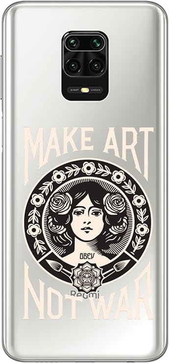 Xiaomi Redmi Note 9s ile Uyumlu Make Art Not War Tasarımlı Şeffaf Silikon Kılıf makeartnotwarr_186