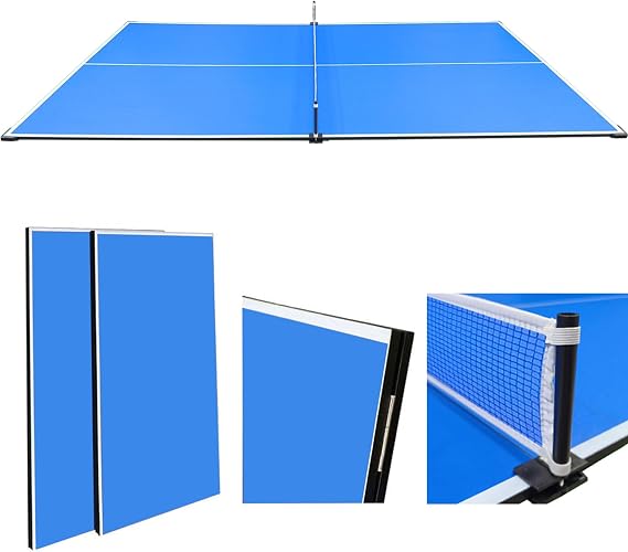 7FT Foldable Pong Table Top with Net,84 inch Table Tennis Table for Pool Table 214x120cm