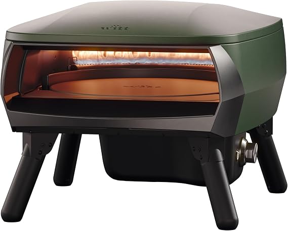 Witt PICCOLO Rotante 13" Outdoor Gas Pizza Oven - Compact, Portable with Rotating Stone & C-Shaped Burner | Ideal for Small Spaces, Easy to Clean, Restaurant-Quality Pizzas at Home – Green [Energy Class A]