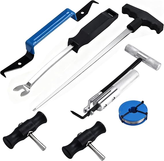 BOOMSTART 7-Piece Windscreen Removal Tool, Car Glass Repair Kit with Cutting Wire, Grips, Pull Blade, Trim Tool, for Windshield and Rear Window Change