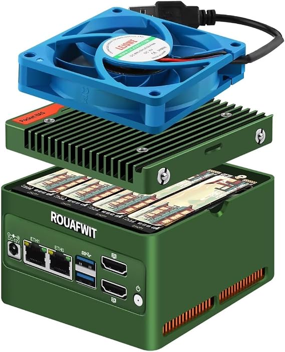 4-Bay NAS Pocket Mini PC X86-P6, N150 (Upgraded N100) Micro Compputer, 2x 2.5GbE i226-v, Dual 4K Display, 2 USB3.2 10Gbps for Firewall Appliance, Barebone