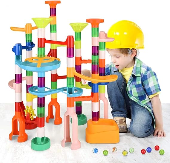 135PCS Marble Run Building Construction Set - STEM Learning Track Toy for Kids Age 3-12, Educational Race Track, Easy Assembly - Gifts for Boys Girls
