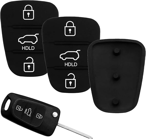 3 Key Fob Rubber Pads Compatible with Hyundai and Kia 3-Button Remotes
