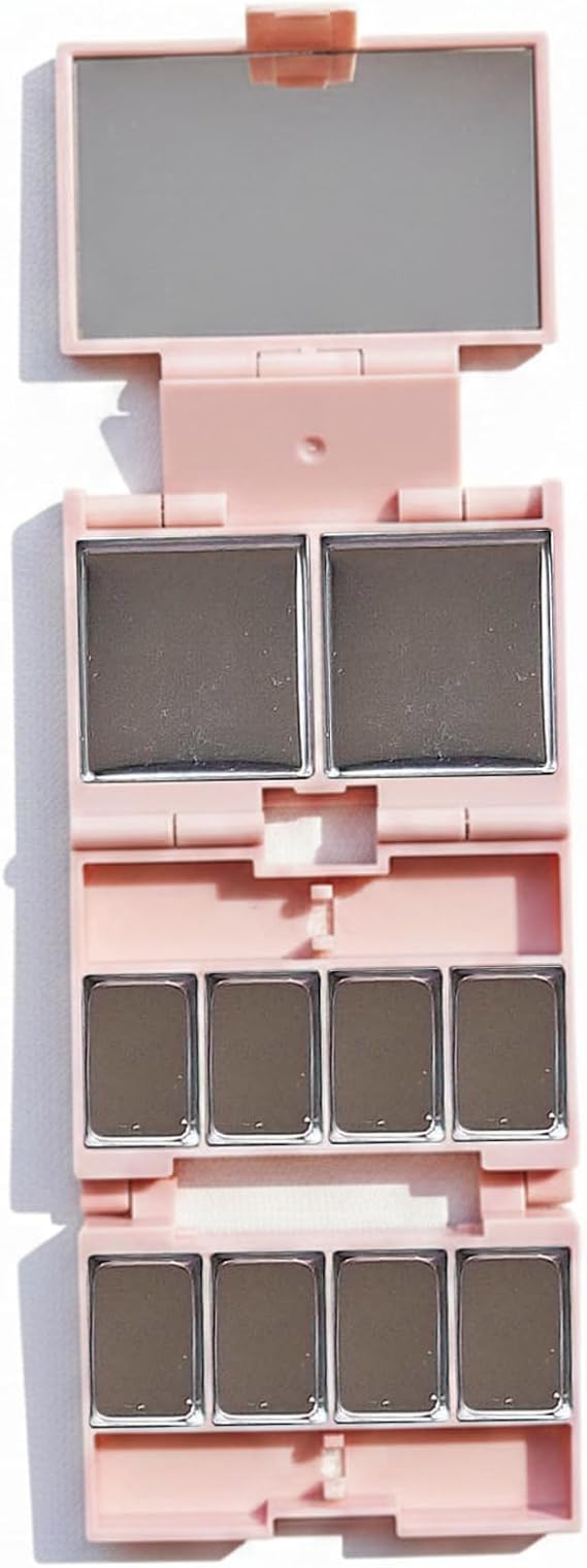Three-fold Empty Makeup Compact with Makeup Pans & Built-in Mirror – Empty Eyeshadow Palette Portable DIY Palette for Eyeshadow Blush Lipstick Travel-Ready