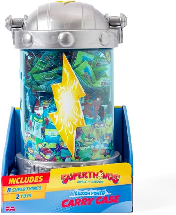SUPERTHINGS KAZOOM Power Carry Case - Kazoom Capsule for Transporting and Storing Your Superthings - Includes 1 Carry Case, 8 Surprise Figures, 1 Hideout and 1 Megajet