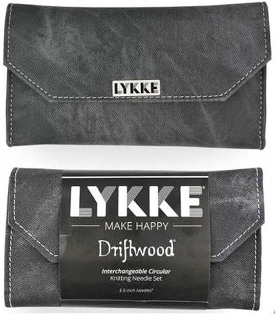 LYKKE Interchangeable Circular Knitting Needle Set 3.5in Tips Birchwood Driftwood Grey Denim - Birchwood Driftwood Grey Denim