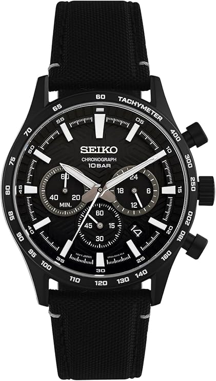 Seiko SSB417P1 Men's Wristwatch, Chronograph Overseas Model, Black