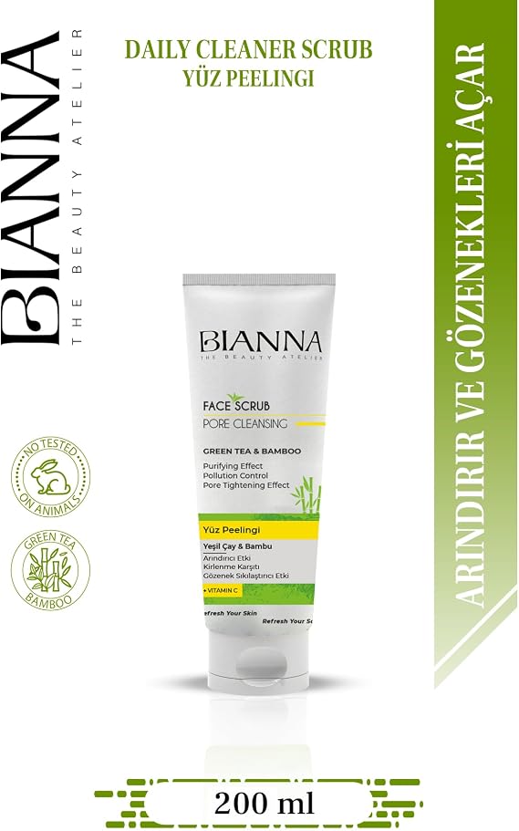 Yüz Peelingi C Vitaminli Ve Gözenek Sıkılaştırıcı Yeşil Çaylı Ve Bambulu 200ml
