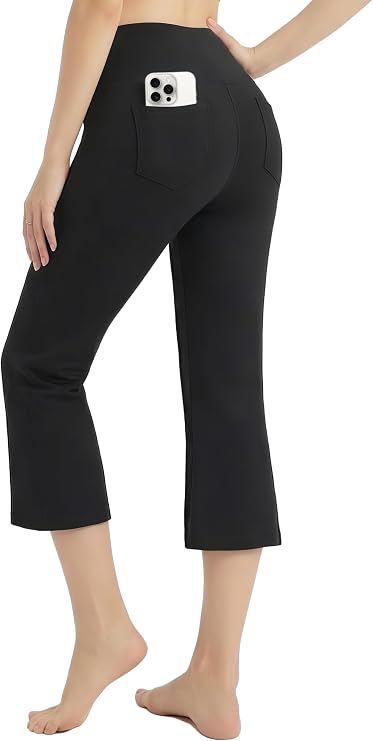 SAFORT Women's Capri / 74 cm / 79 cm / 84 cm / 89 cm Yoga Trousers Cotton Jazz Pants Women's Bootcut Trousers Sports Trousers Long with Pockets Flared Leg