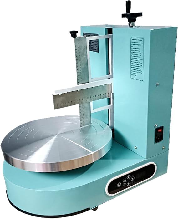 Electric Cake Scraper Icing Smoother for 4-12 Inch Cake, Automatic Birthday Cake Icing Machine, Decorating Round Cake Cream Coating Machine, 60-320RPM Auto Rotating Speed,LightGreen