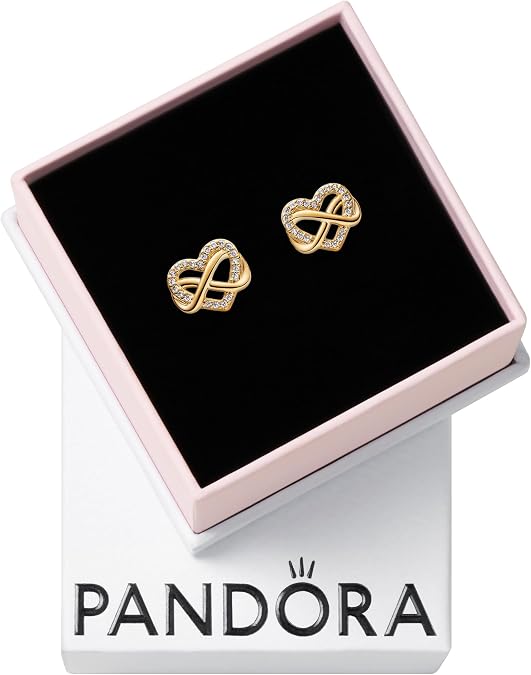 Pandora Sparkling Infinity Heart Stud Earrings-With Gift Box