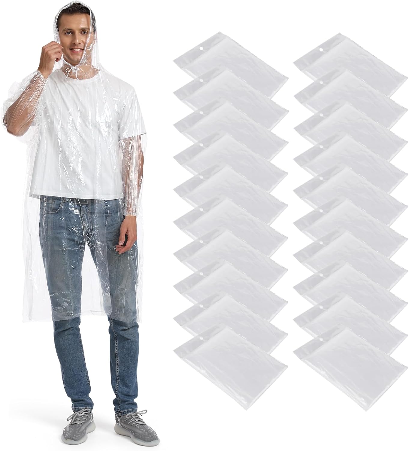 Opret Disposable Rain Ponchos, 510 pcs Emergency Raincoats Waterproof Ponchos Lightweight for Men and Women with Hood and Sleeves