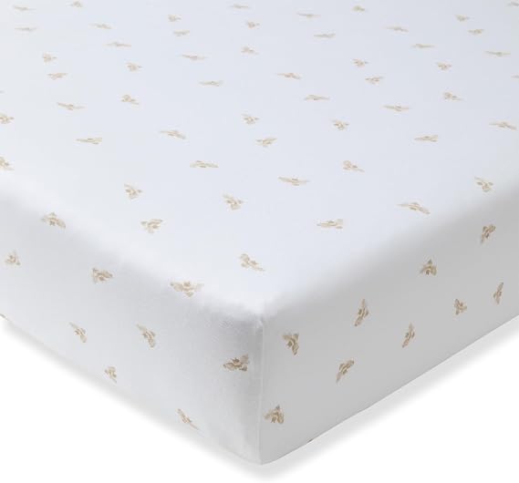 Burts Bees Baby Solid Fitted Crib Sheet Organic Cotton BEESNUG - Fits Unisex Standard Bed and Toddler Mattress, Infant Essentials, 28 x 52 x 5.5 Inch