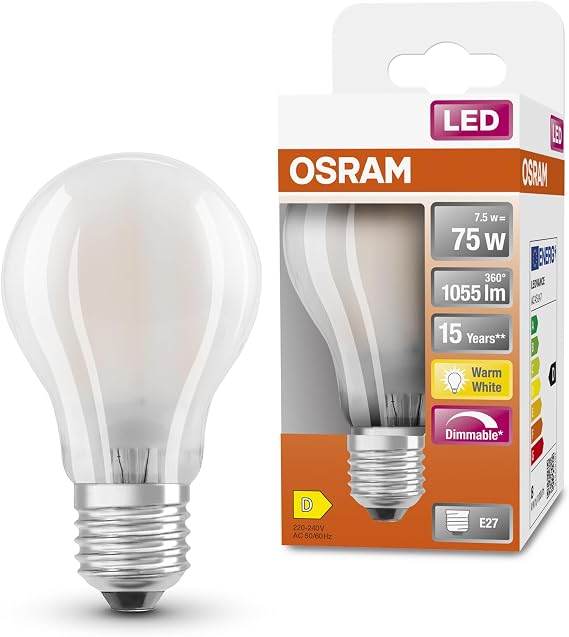 Osram LED SuperStar Classic A75 Dimmable LED Bulb for E27 Socket Pear Shape GL FR 1055 Lumens Warm White (2700K) Replacement for Conventional 75W Bulbs Pack of 1