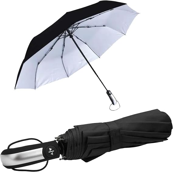 Windproof Umbrella Large Automatic Stormproof Umbrellas Men Women Compact Classic Waterproof Canopy Durable Strong 8, 10Ribs Auto Open Rainy Days Travel Business Unisex