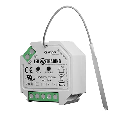 LED Trading ZigBee Dimmer for Lamps 230 V Flush-Mounted Dimmer Actuator for