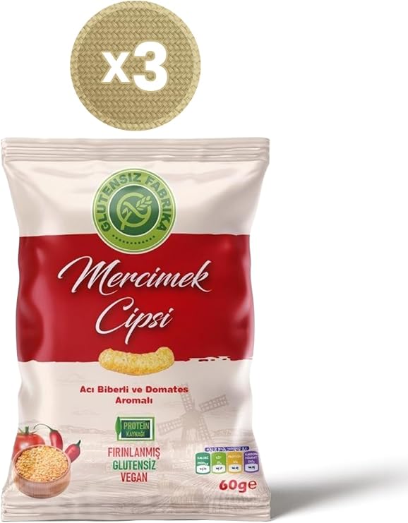 Glutensiz Fabrika Mercimek Cipsi Aci Biber Ve Domatesli 60 g
