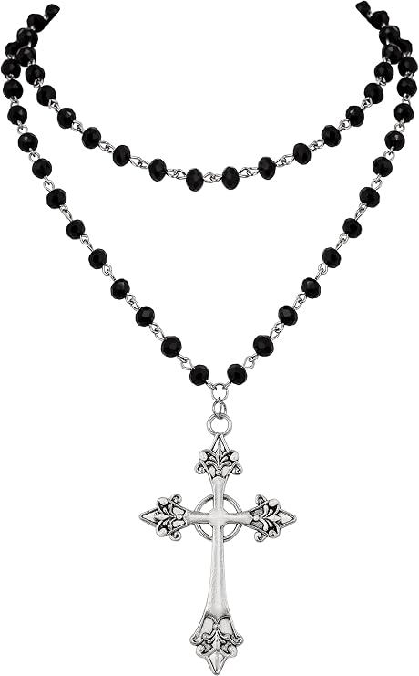 Gothic Layered Pendant Choker, Black Choker, Black PU Leather Chocker Collar, Costume Jewelry