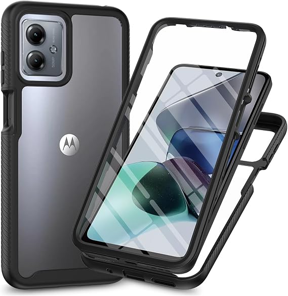 Sawiqpd for Motorola Moto G14 Case and Screen Protector, Black