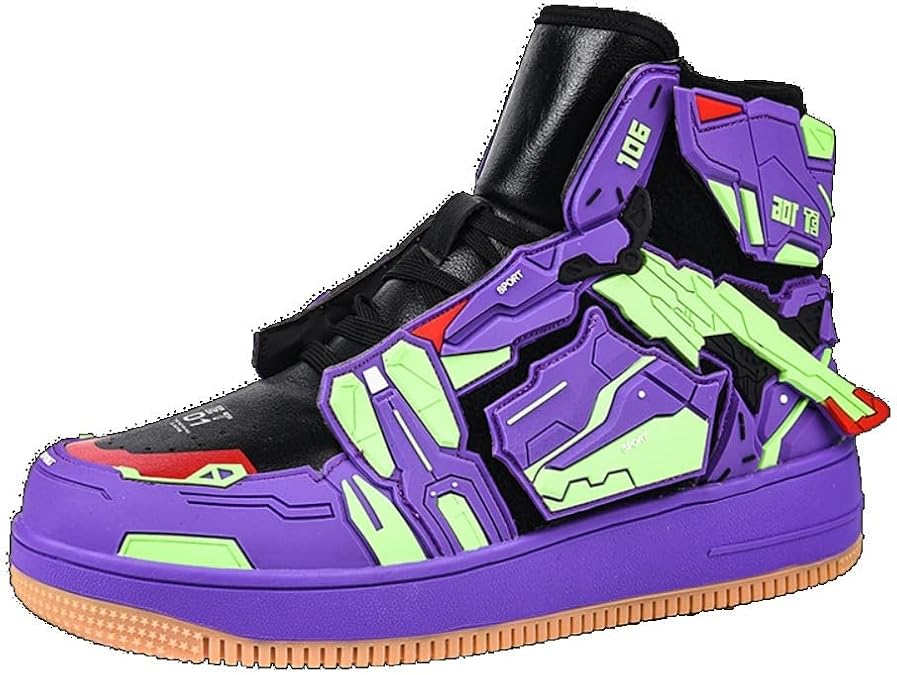 Unisex Couple's Mecha Style High-Top Sneakers Bold Color Block Streetwear Casual Athletic Trainers