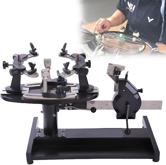 Dual Purpose Tennis Stringing Machine, 360° Rotating Racket Frame with Double Tick Marks & Adjustable Clamp, 102 lbs Pulling Force for Tennis Badminton Squash